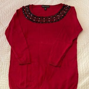 Red embellished sweater